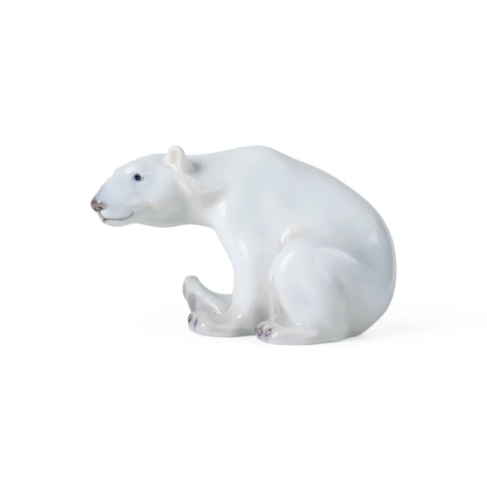 Siddende isbjørn, 12 cm