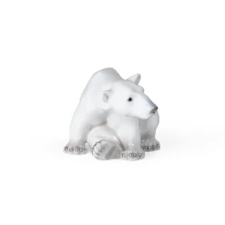Siddende isbjørn, 12 cm