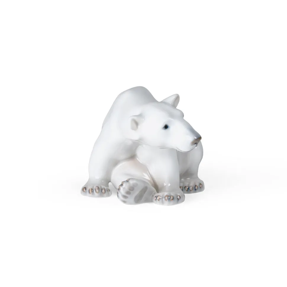 Siddende isbjørn, 12 cm
